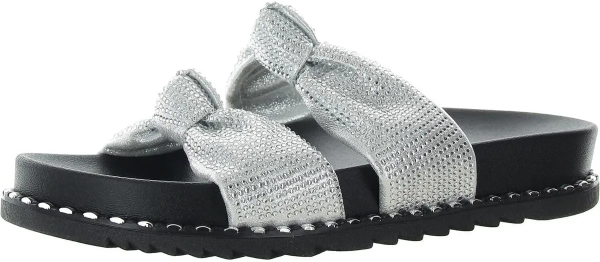 Jessica Simpson Womens Caralyna 2 Leopard Print Embellished Slide Sandals