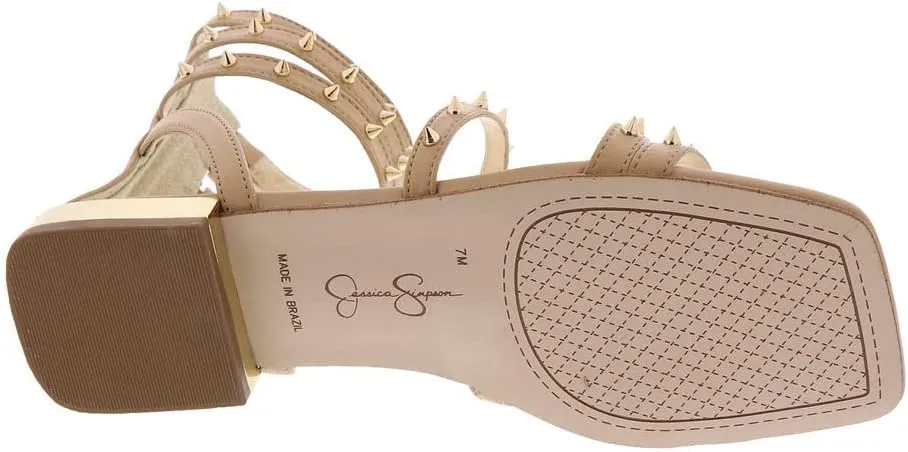 Jessica Simpson Womens Cenedra Studded Faux Leather Ankle Strap