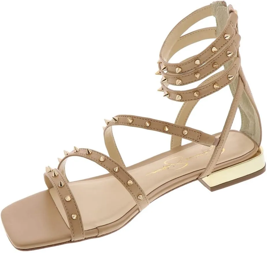 Jessica Simpson Womens Cenedra Studded Faux Leather Ankle Strap