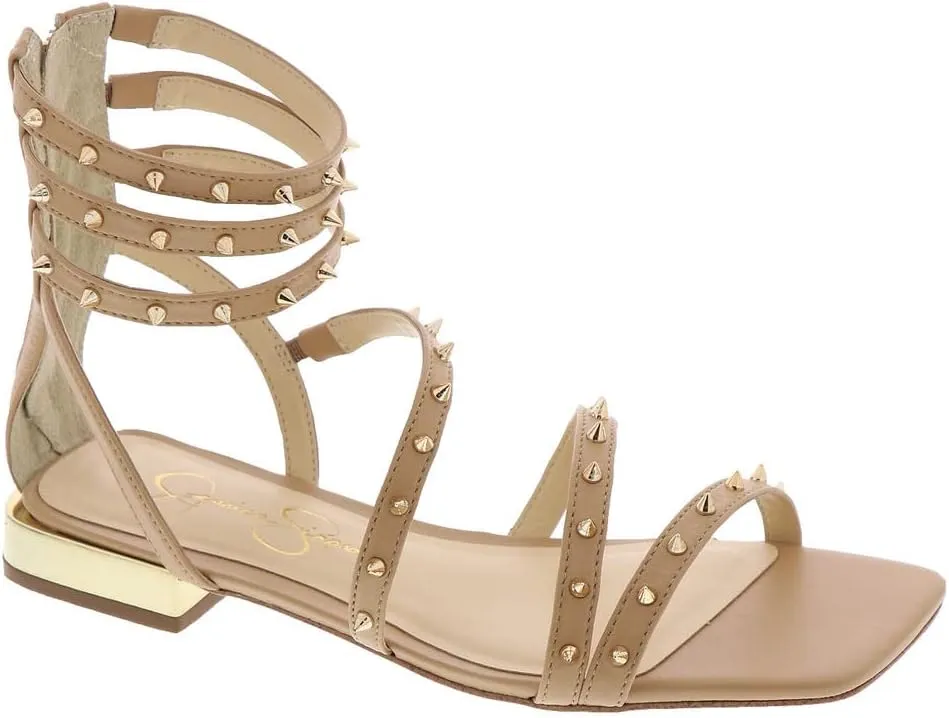 Jessica Simpson Womens Cenedra Studded Faux Leather Ankle Strap