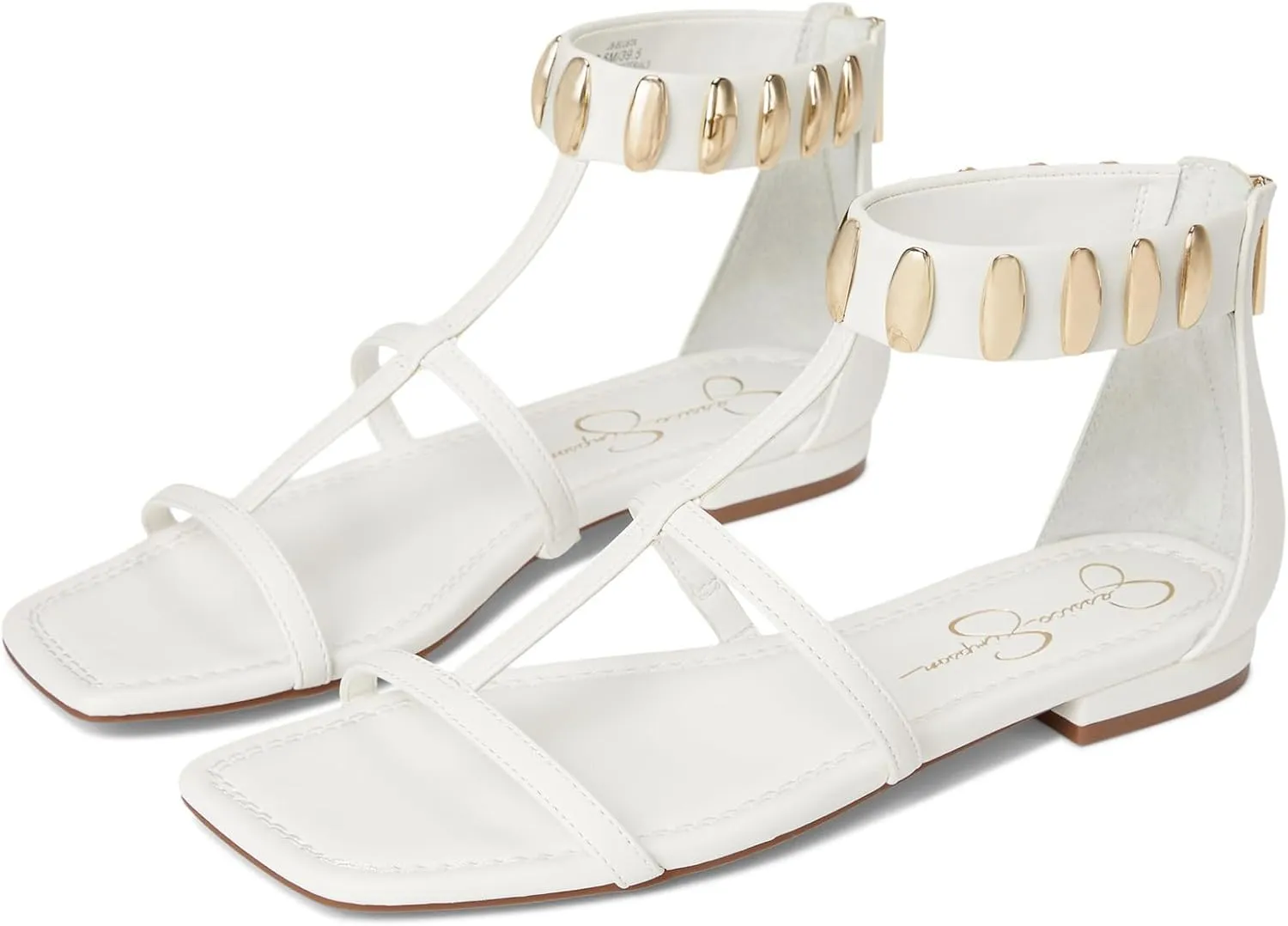 Jessica Simpson Women's Elusta Studded T-Strap Sandals Flat