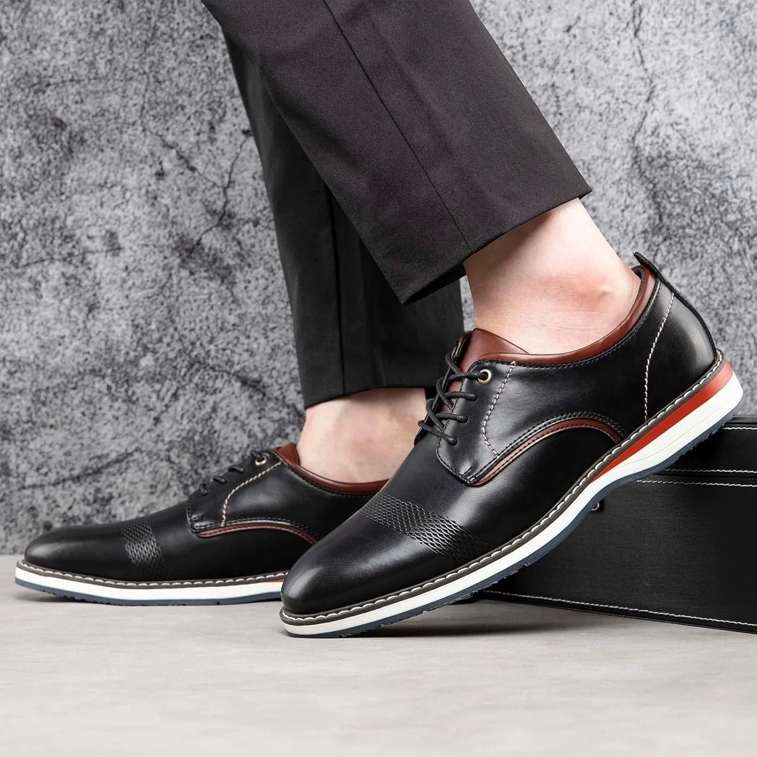 JITAI Men's Oxford Dress Shoes Lightweight Fashion Shoes with Wingtip Brogue & Lace-up Design