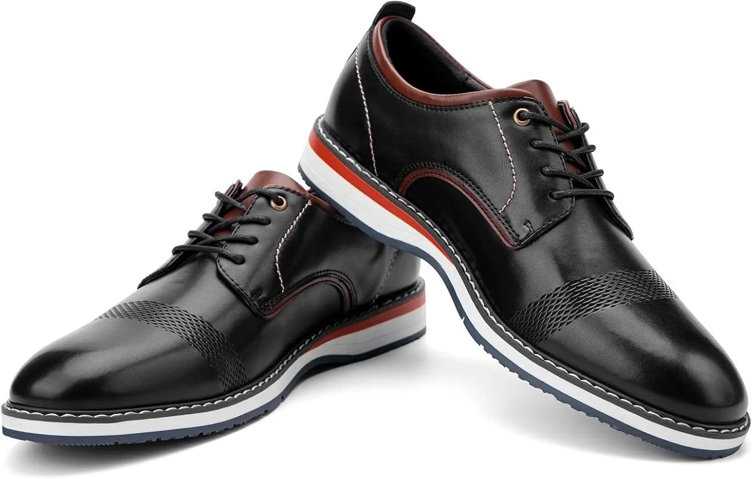 JITAI Men's Oxford Dress Shoes Lightweight Fashion Shoes with Wingtip Brogue & Lace-up Design