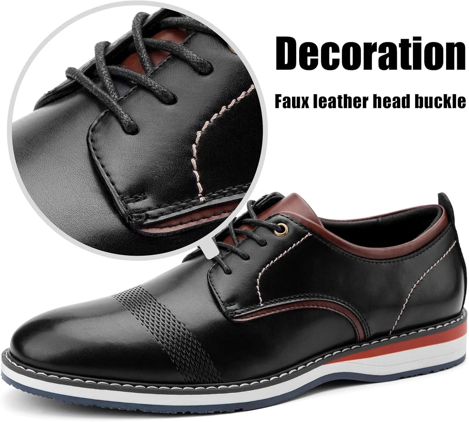 JITAI Men's Oxford Dress Shoes Lightweight Fashion Shoes with Wingtip Brogue & Lace-up Design