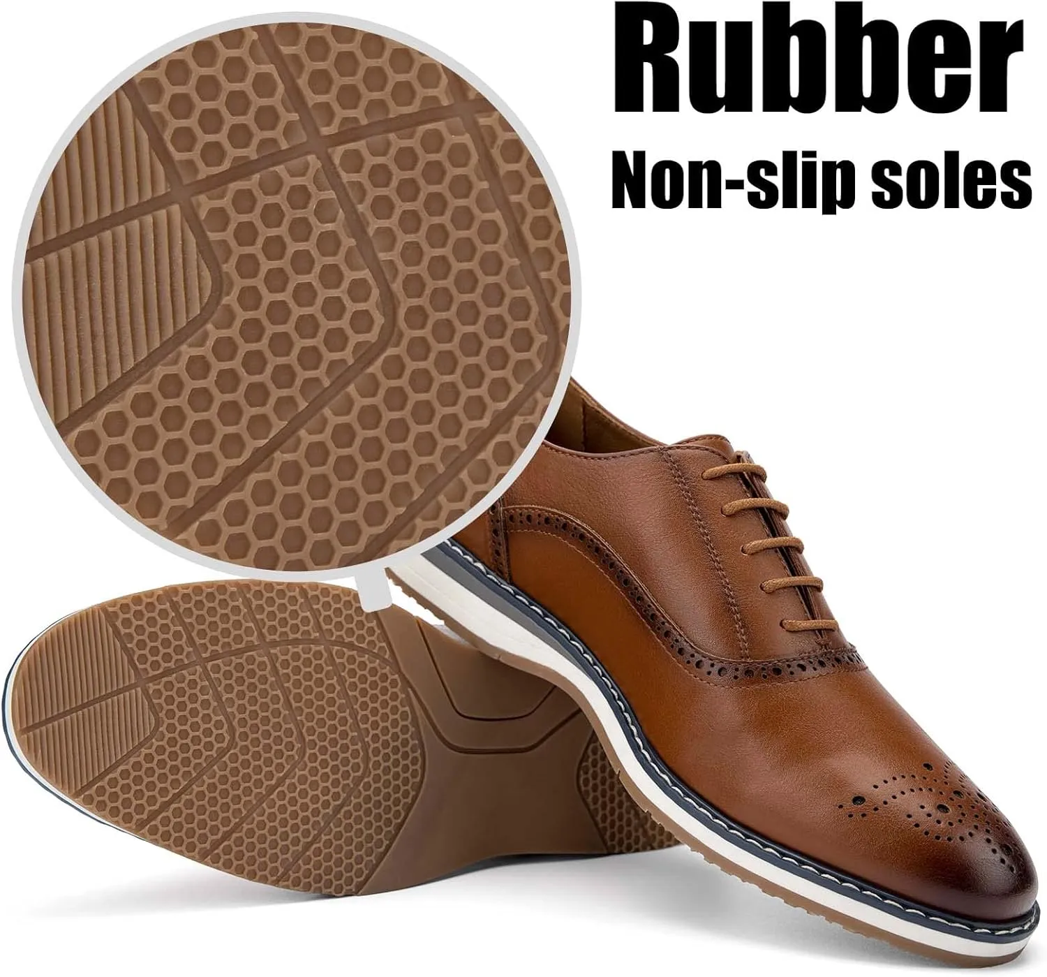 JITAI Men's Oxford Dress Shoes Lightweight Fashion Shoes with Wingtip Brogue & Lace-up Design