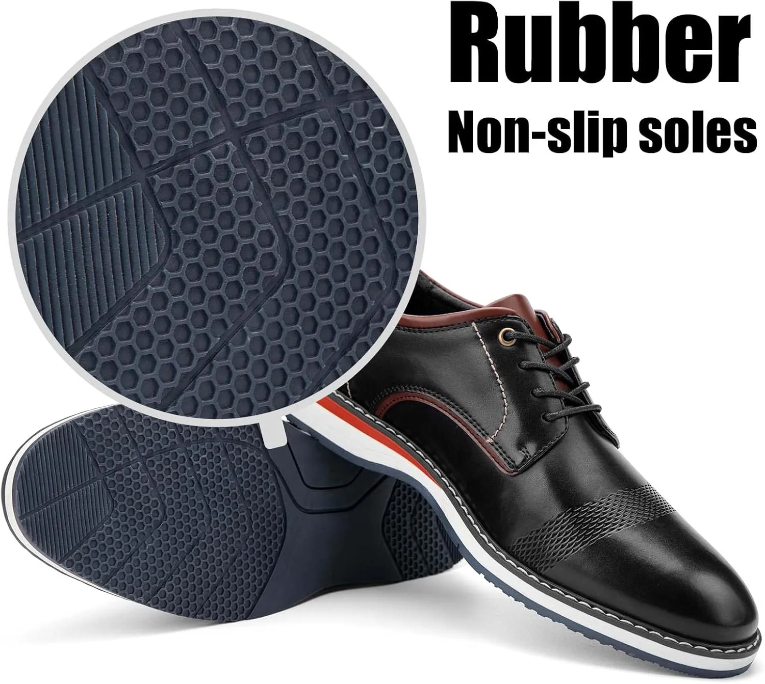 JITAI Men's Oxford Dress Shoes Lightweight Fashion Shoes with Wingtip Brogue & Lace-up Design