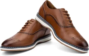 JITAI Men's Oxford Dress Shoes Lightweight Fashion Shoes with Wingtip Brogue & Lace-up Design