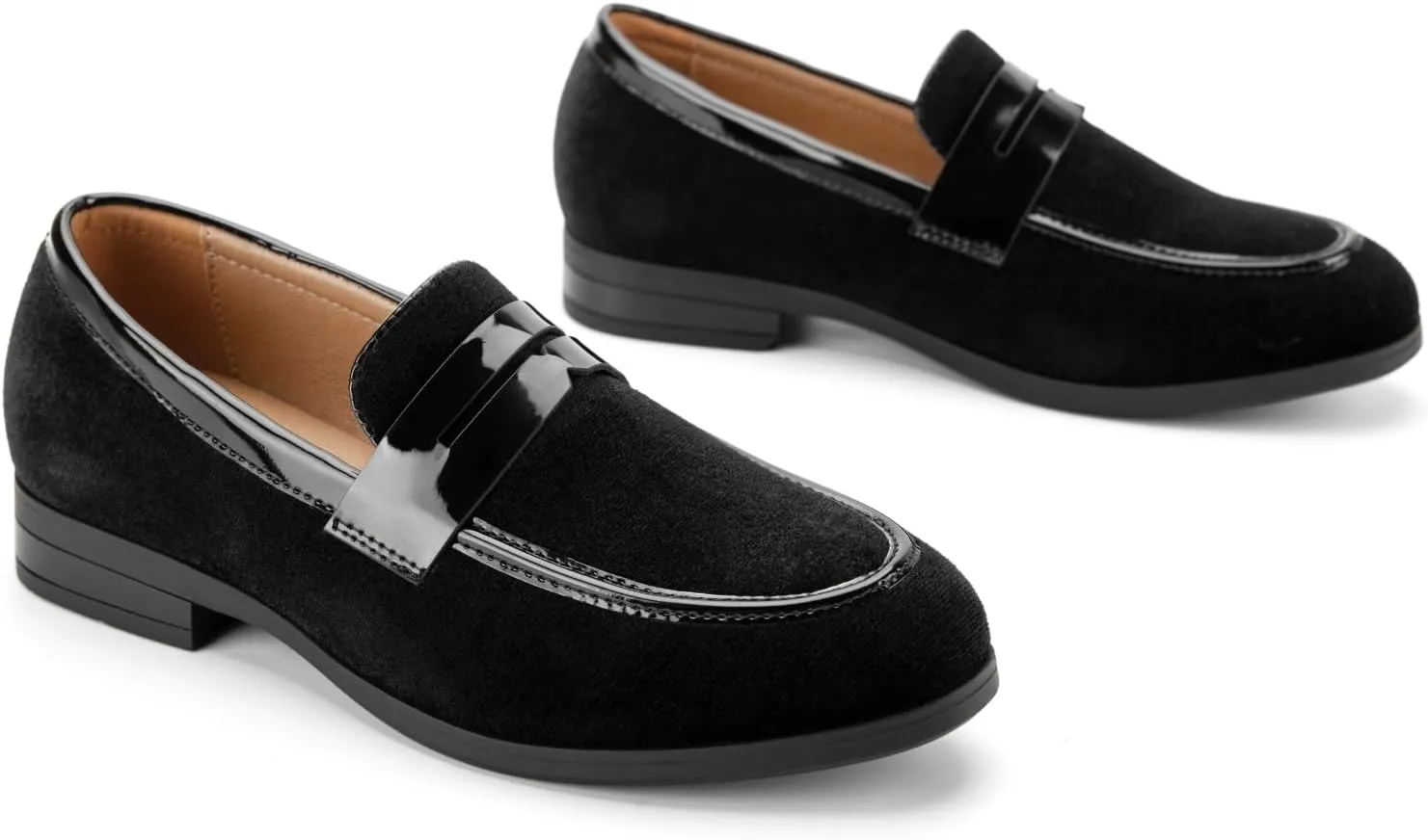 JITAI Velvet Boy's Dress Shoes Slip-On Loafers Wedding Shoes for Boys