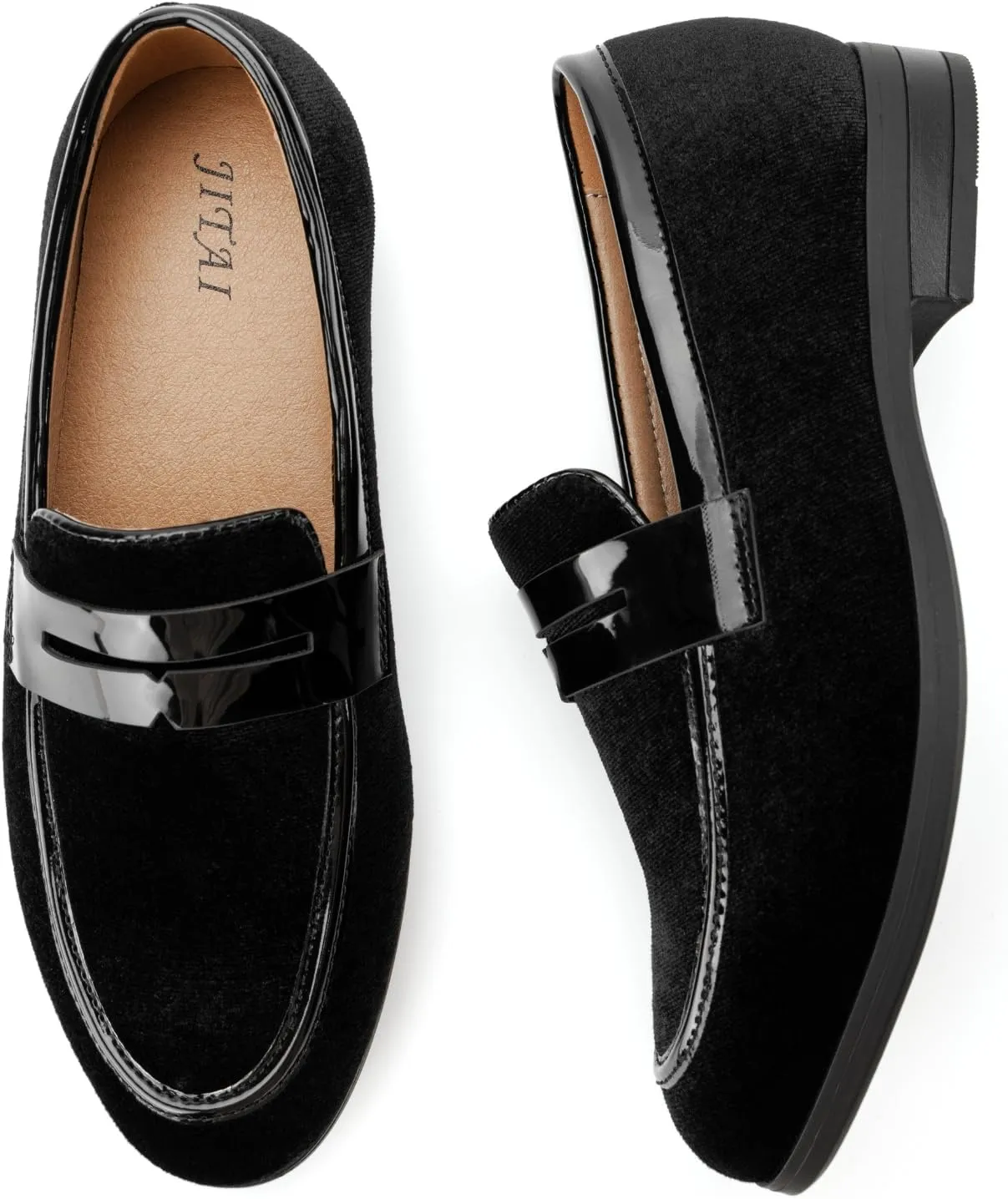JITAI Velvet Boy's Dress Shoes Slip-On Loafers Wedding Shoes for Boys