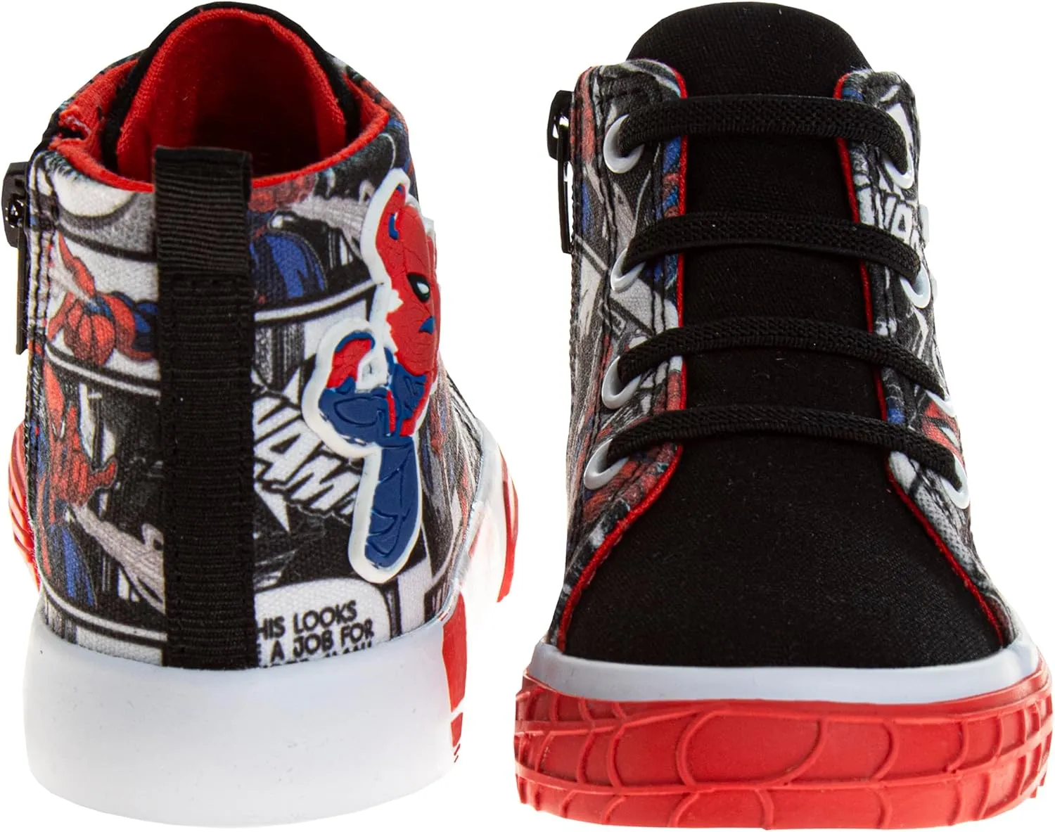 Josmo Kids Spiderman High Top Shoes Athletic Lightweight Breathable - Spidey Sneaker Boys HighTops Character Sneakers (Sizes: 7-10 Toddler / 11-12 Little Kid)