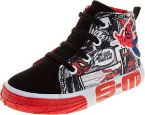 Josmo Kids Spiderman High Top Shoes Athletic Lightweight Breathable - Spidey Sneaker Boys HighTops Character Sneakers (Sizes: 7-10 Toddler / 11-12 Little Kid)