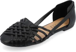 Journee Collection Womens Basket Woven Slip On Sandal Block Heel Caged Closed Round Toe Breathable Ekko Ballet Flat