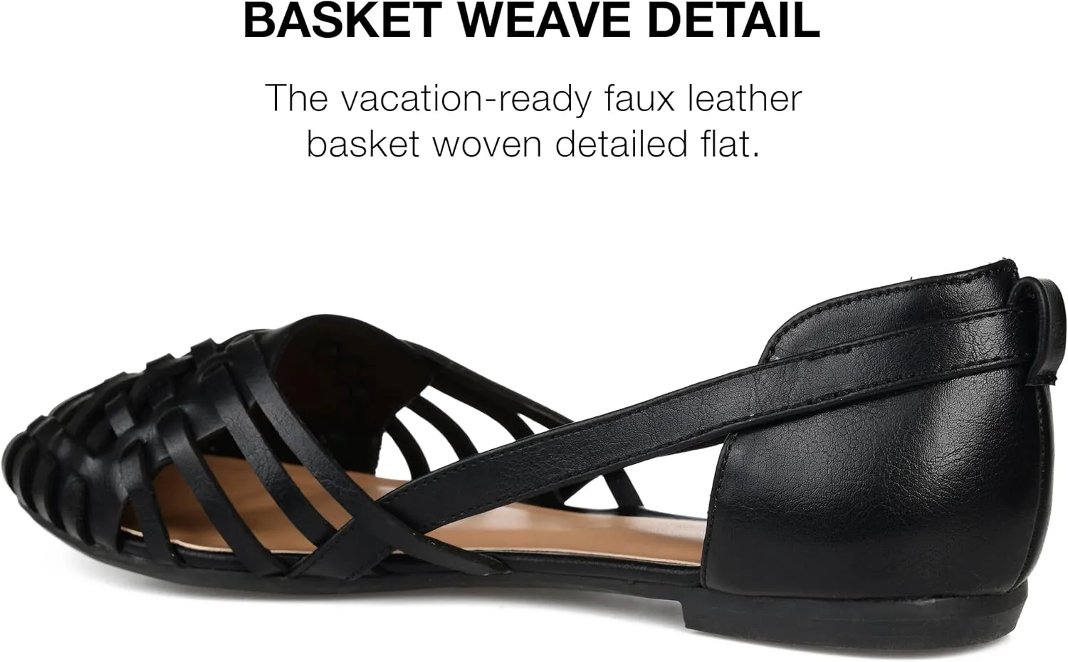 Journee Collection Womens Basket Woven Slip On Sandal Block Heel Caged Closed Round Toe Breathable Ekko Ballet Flat