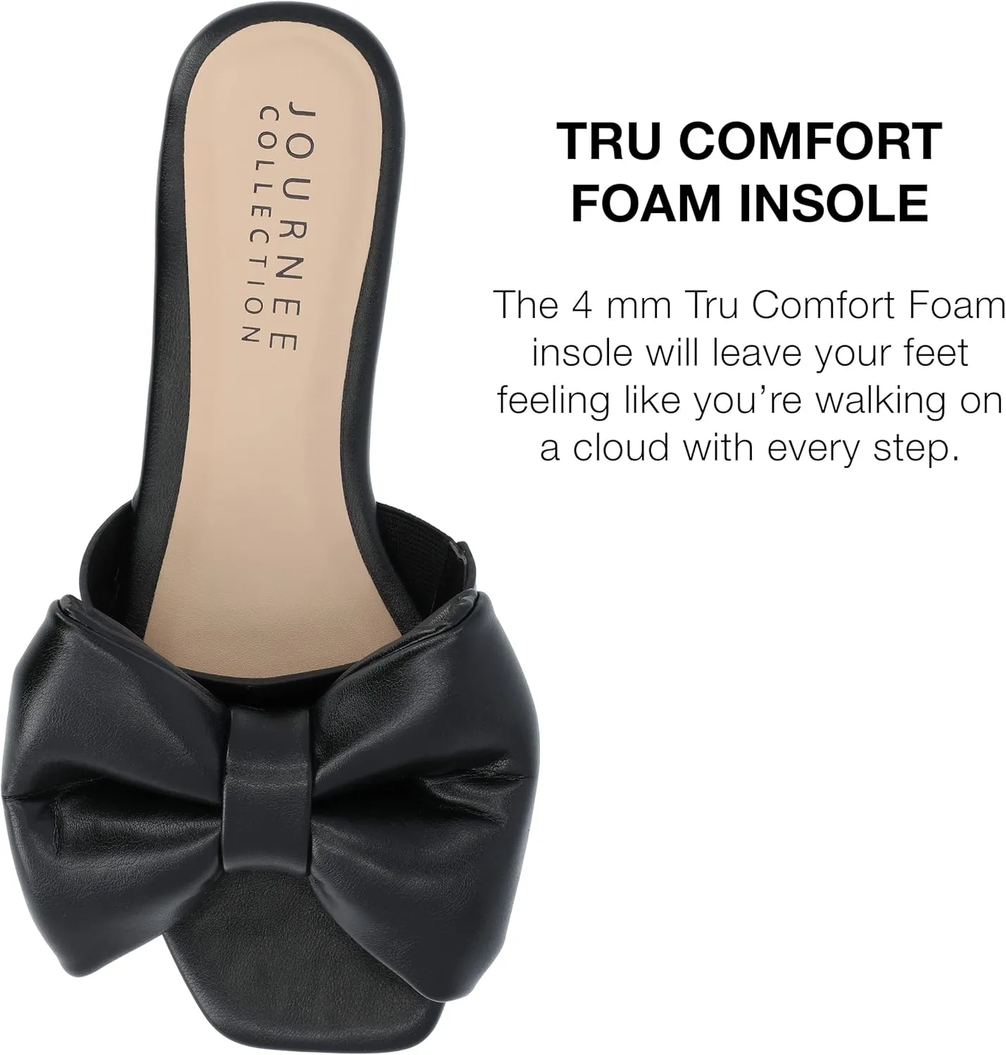Journee Womens Bow Knot Flat Open Square Toe Dressy Sandal Fayre Comfort Slip On Slide Shoes