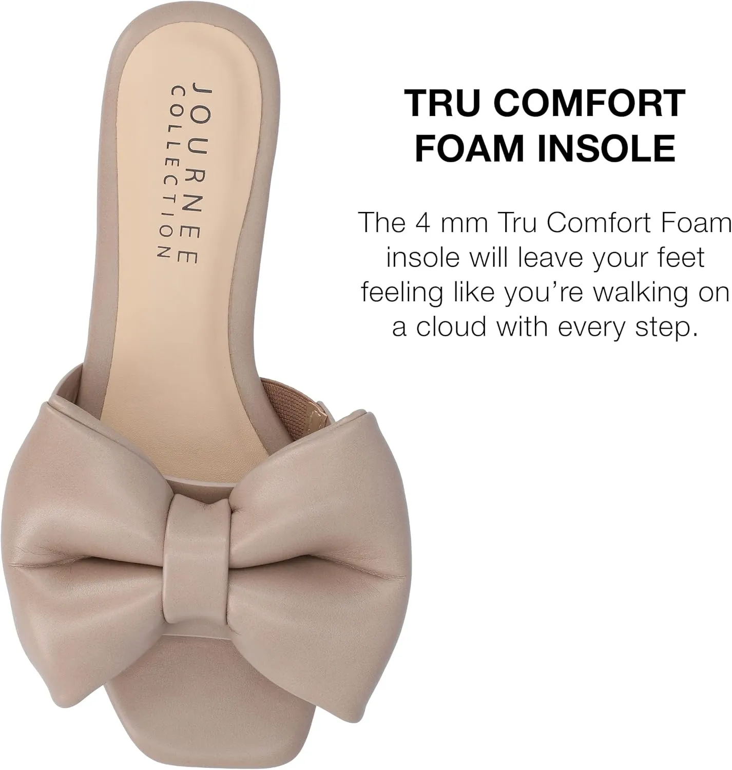 Journee Womens Bow Knot Flat Open Square Toe Dressy Sandal Fayre Comfort Slip On Slide Shoes