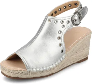 Journee Womens cushioned footbed Crisie Wedge Heel Sandals Espadrille Ankle Buckle Faux Leather Open Toe 3-4 Inch Heel