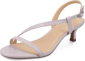 Journee Womens cushioned footbed Jemry Kitten Heel Faux Leather Open Toe Ankle Buckle 2-3 Inch Heel