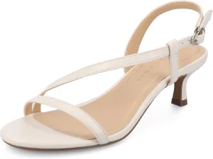Journee Womens cushioned footbed Jemry Kitten Heel Faux Leather Open Toe Ankle Buckle 2-3 Inch Heel