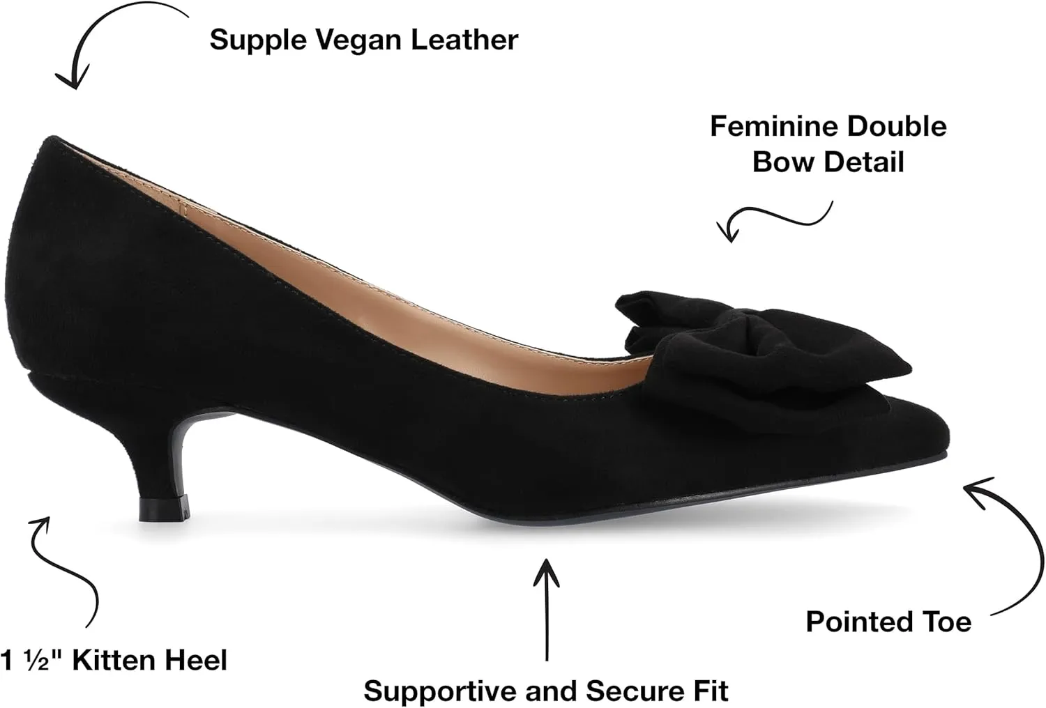 Journee Womens Orana Pointed Toe Kitten Heel Pumps