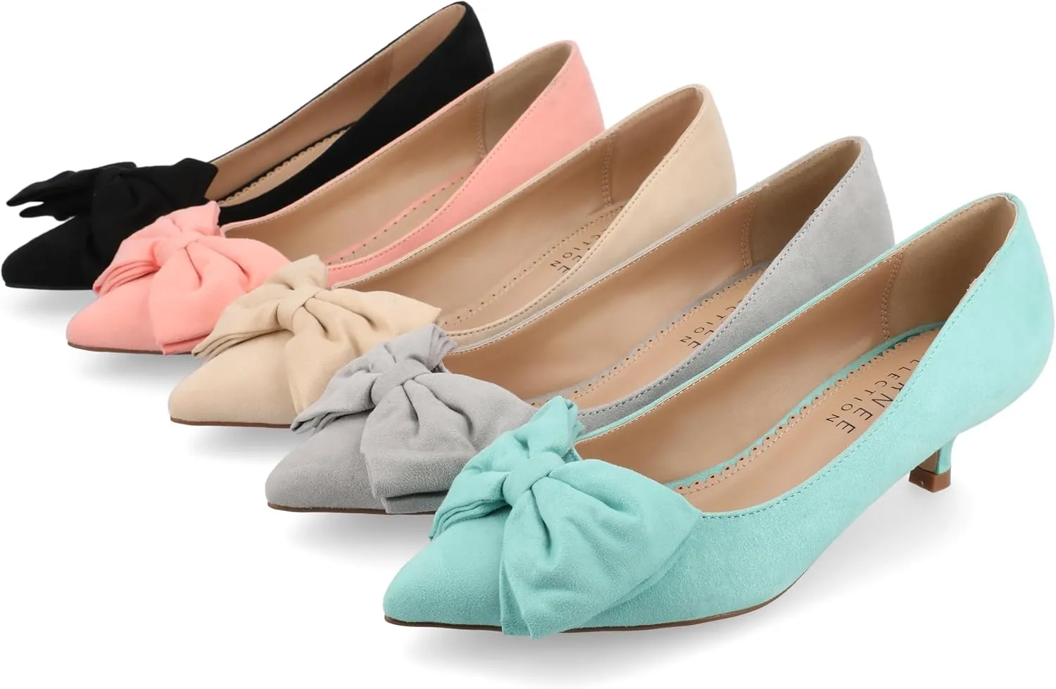 Journee Womens Orana Pointed Toe Kitten Heel Pumps