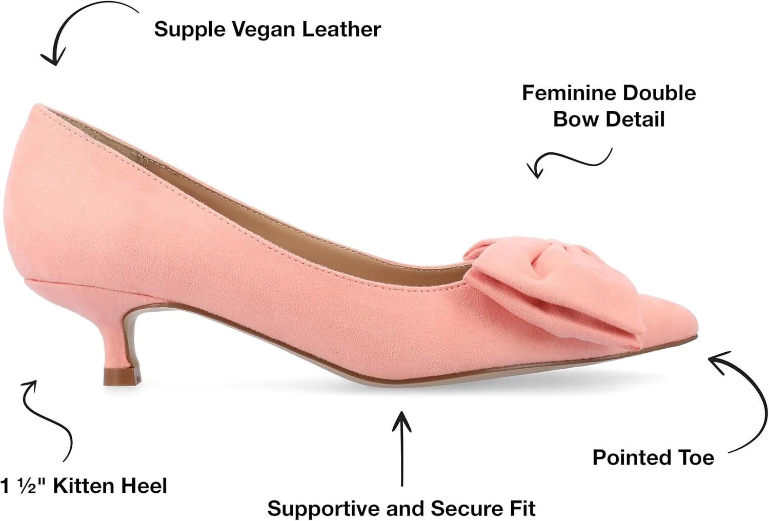 Journee Womens Orana Pointed Toe Kitten Heel Pumps