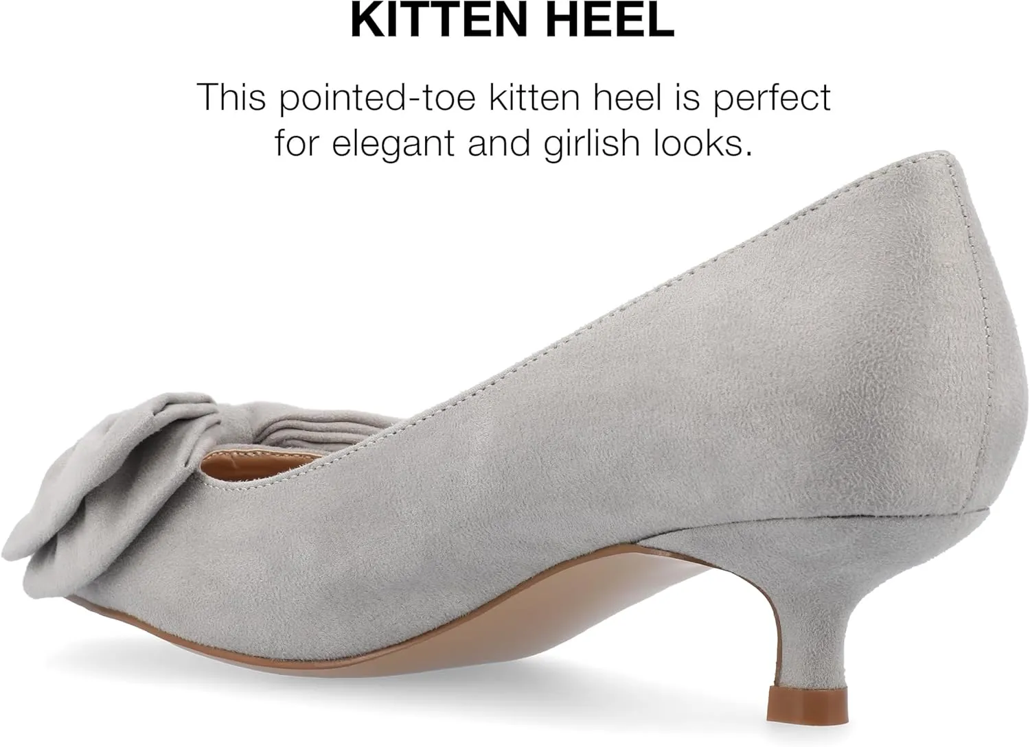 Journee Womens Orana Pointed Toe Kitten Heel Pumps