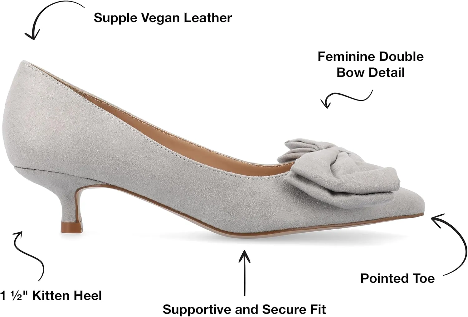 Journee Womens Orana Pointed Toe Kitten Heel Pumps