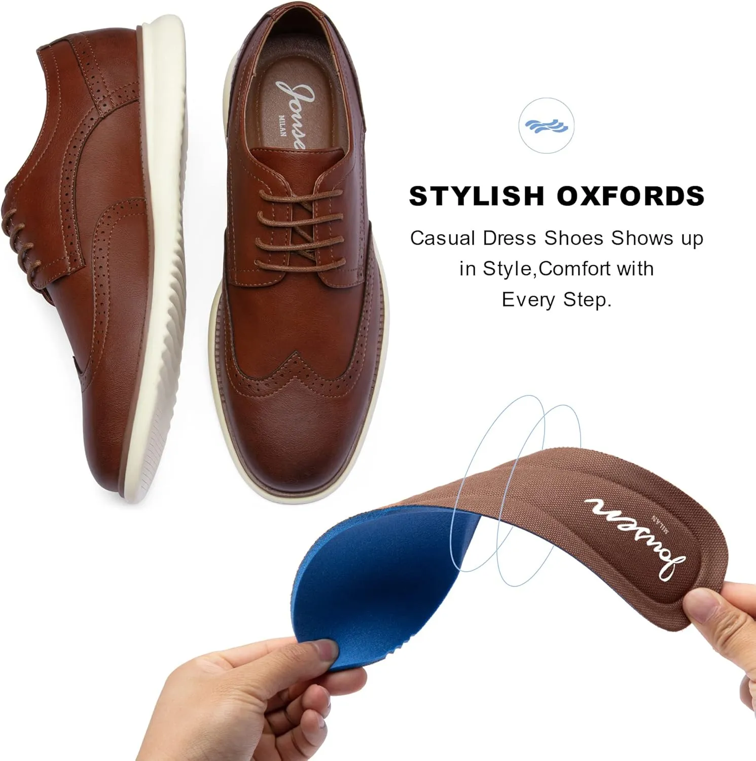 Jousen Men's Dress Shoes Brogue Formal Lace Up Oxfords Shoes