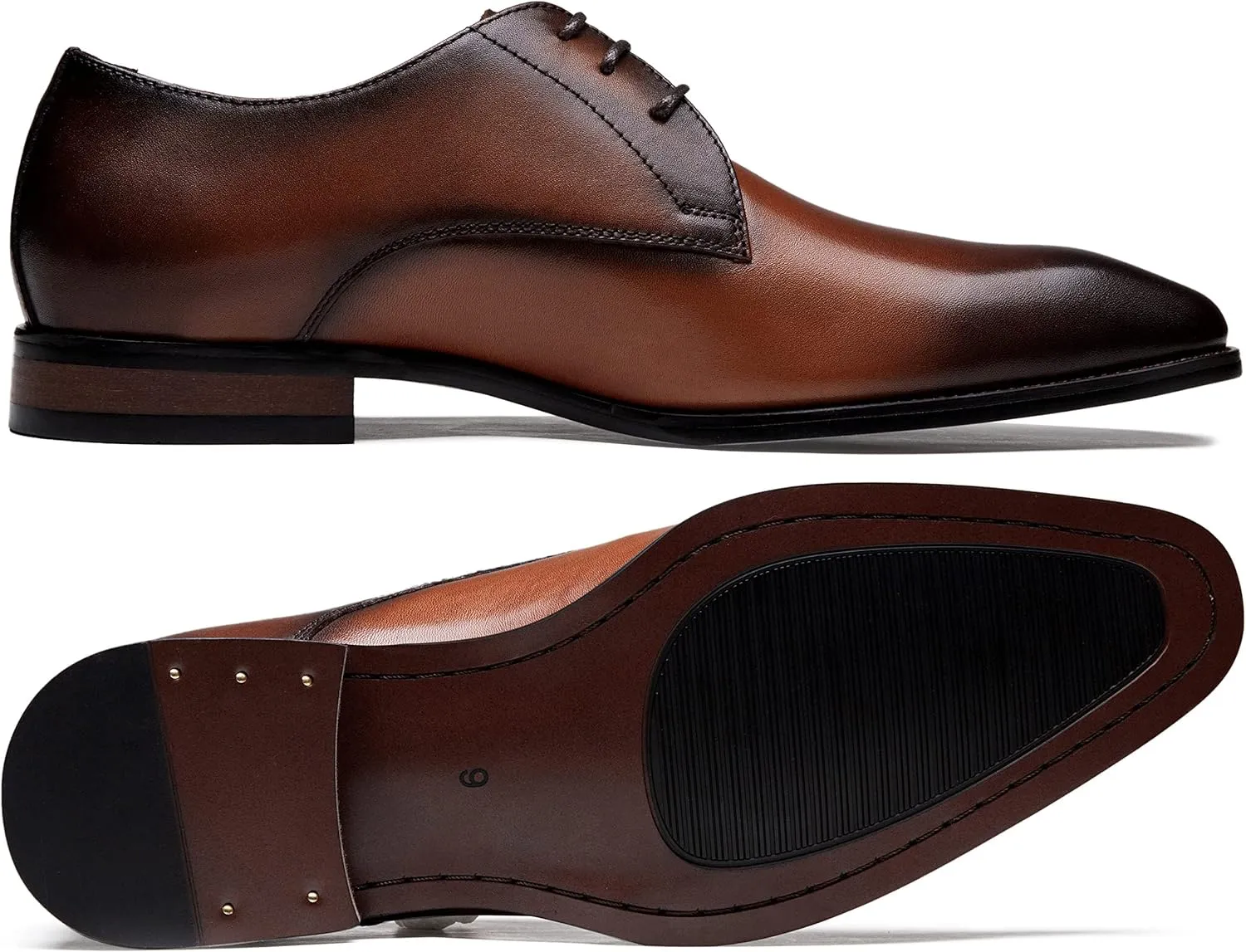 Jousen Men's Dress Shoes Leather Formal Business Oxford Derby Shoes Brogue Wingtip Retro Dress Shoes for Men