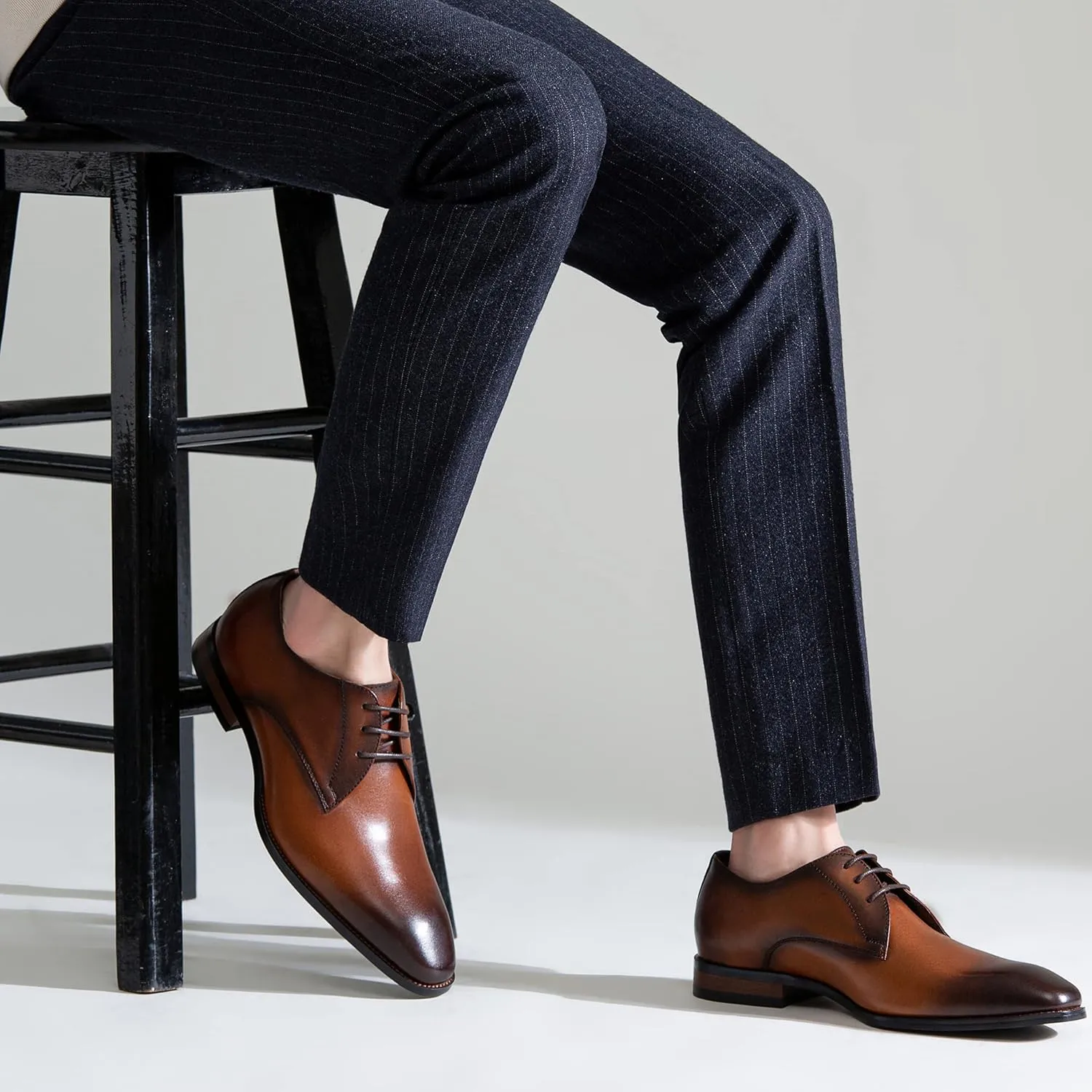 Jousen Men's Dress Shoes Leather Formal Business Oxford Derby Shoes Brogue Wingtip Retro Dress Shoes for Men