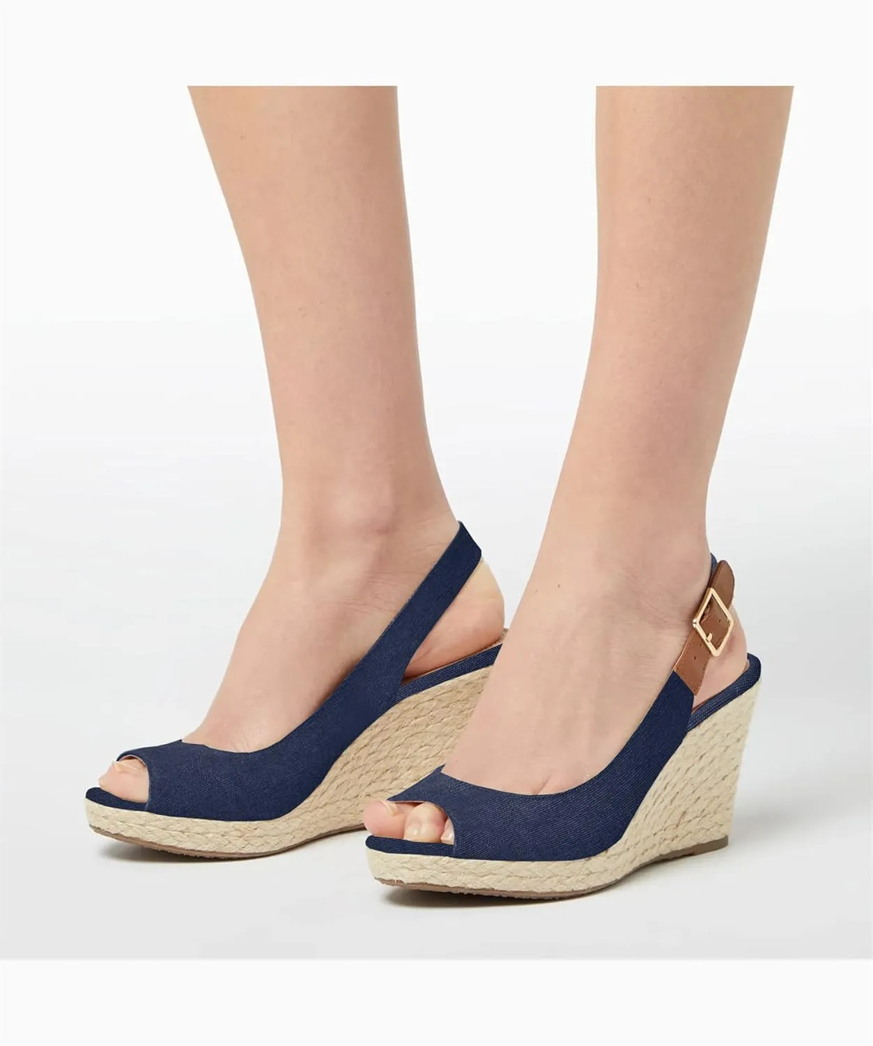 Juliet Holy Womens Ankle Strap Espadrille Wedges Round Open Toe Platform Slingback Slip on Peep Toe Sandals Comfort Summer Shoes