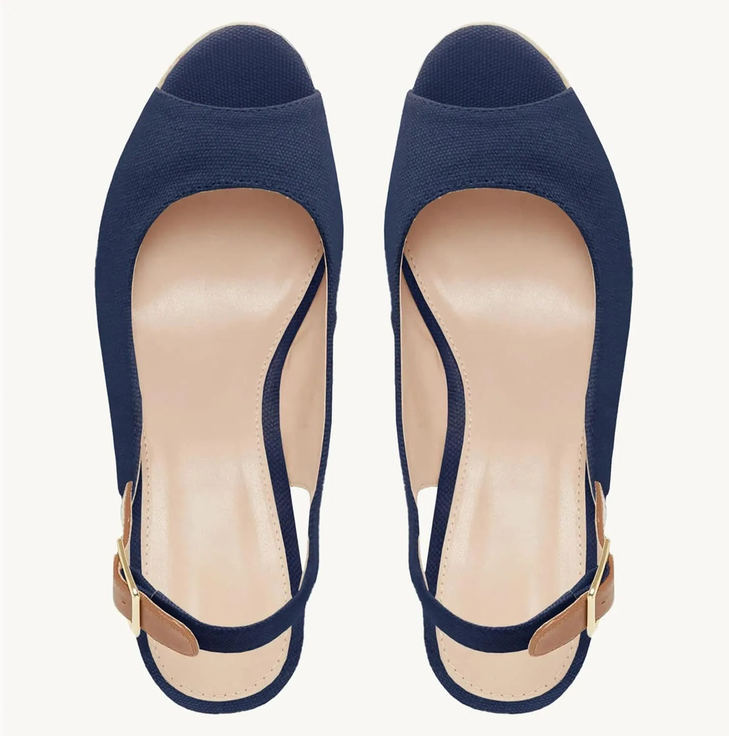 Juliet Holy Womens Ankle Strap Espadrille Wedges Round Open Toe Platform Slingback Slip on Peep Toe Sandals Comfort Summer Shoes