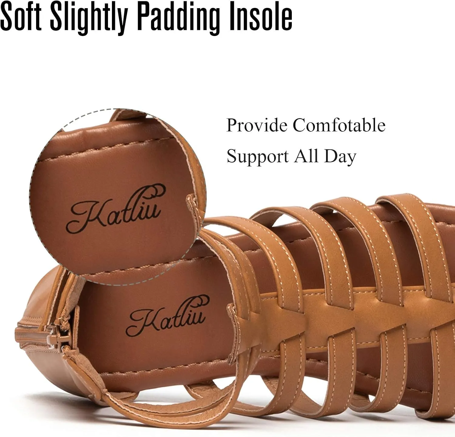 katliu Women's Gladiator Sandal Flat Strap Sandals Two Ankle Buckle