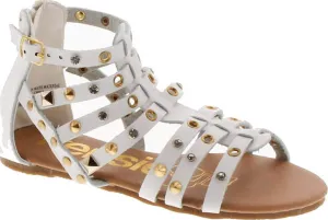 kensie Girl Brand Fashion Gladiator Sandal With Studs,White,3