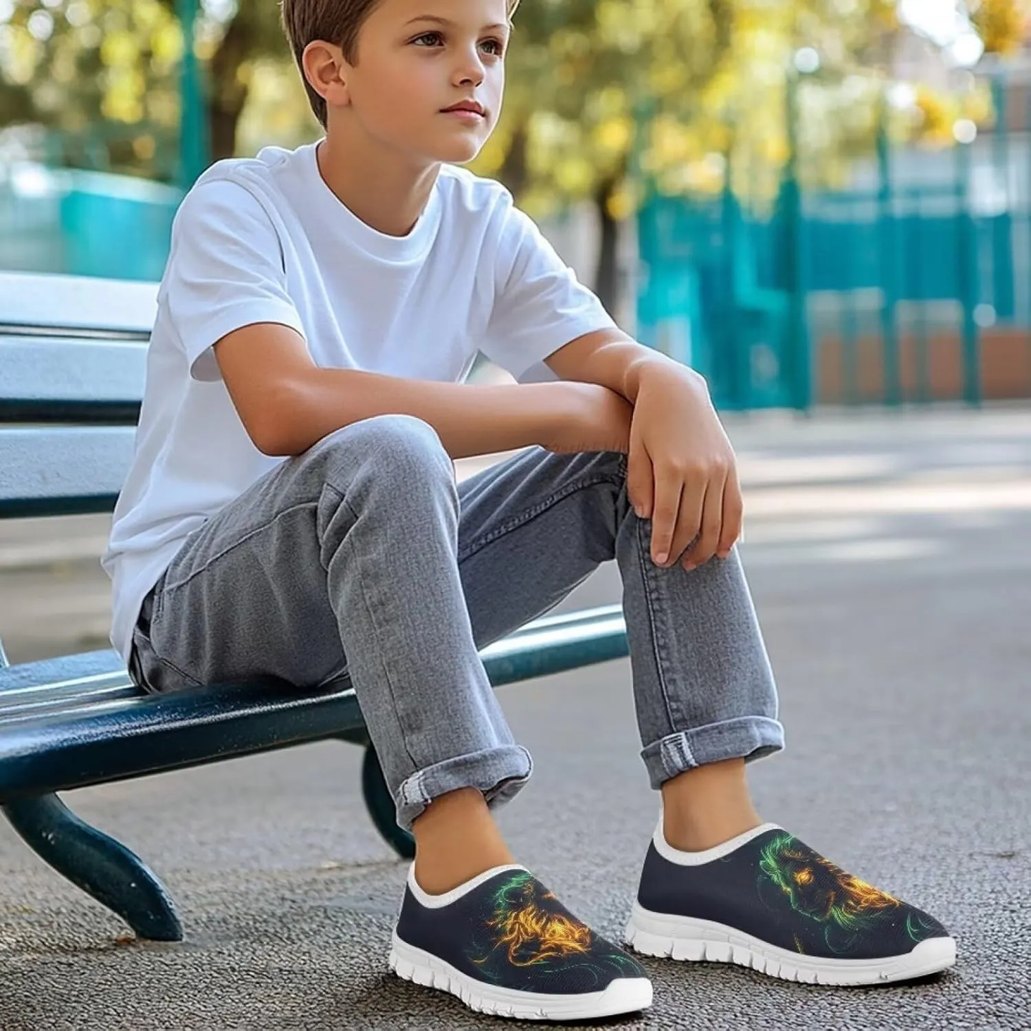 Kid Boys Tennis Gym Shoes Slip On Sneakers Girls Running Athletic Shoe