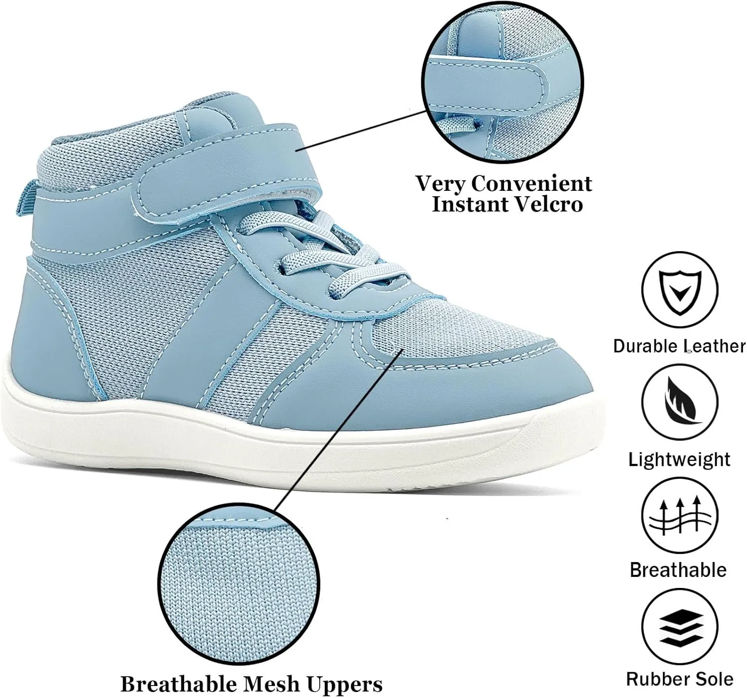 Kids Barefoot Wide Toe Shoes High Top Wrestling Boxing Shoes Comfort Hiking Boots Comfort Zero Drop Minimalist Sneaker for Little Big Kid
