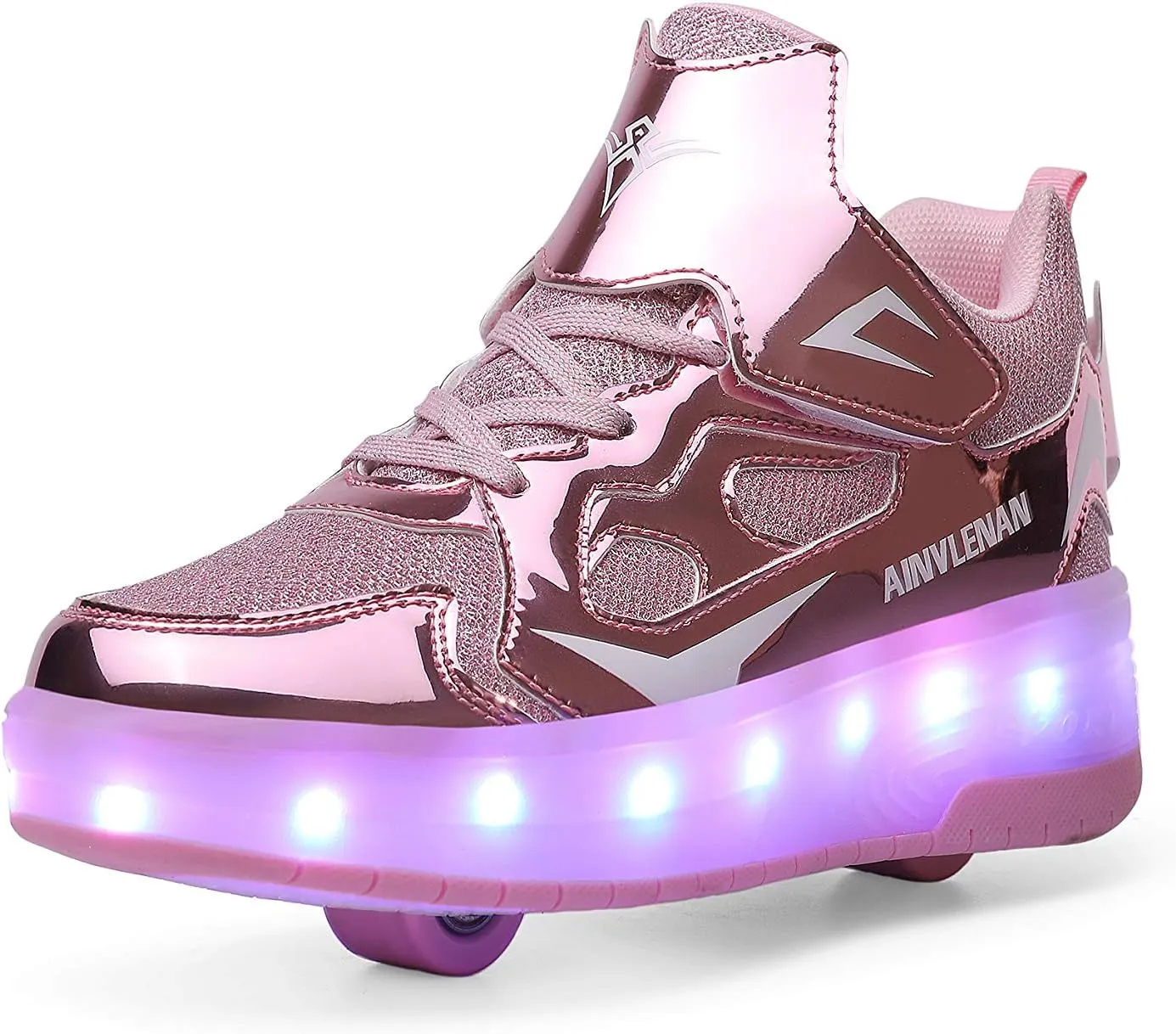 Kids LED Roller Skate Shoes with Double Wheels Rechargeable Retractable Wheels Light Up Sneakers for Christmas Birthday Gifts