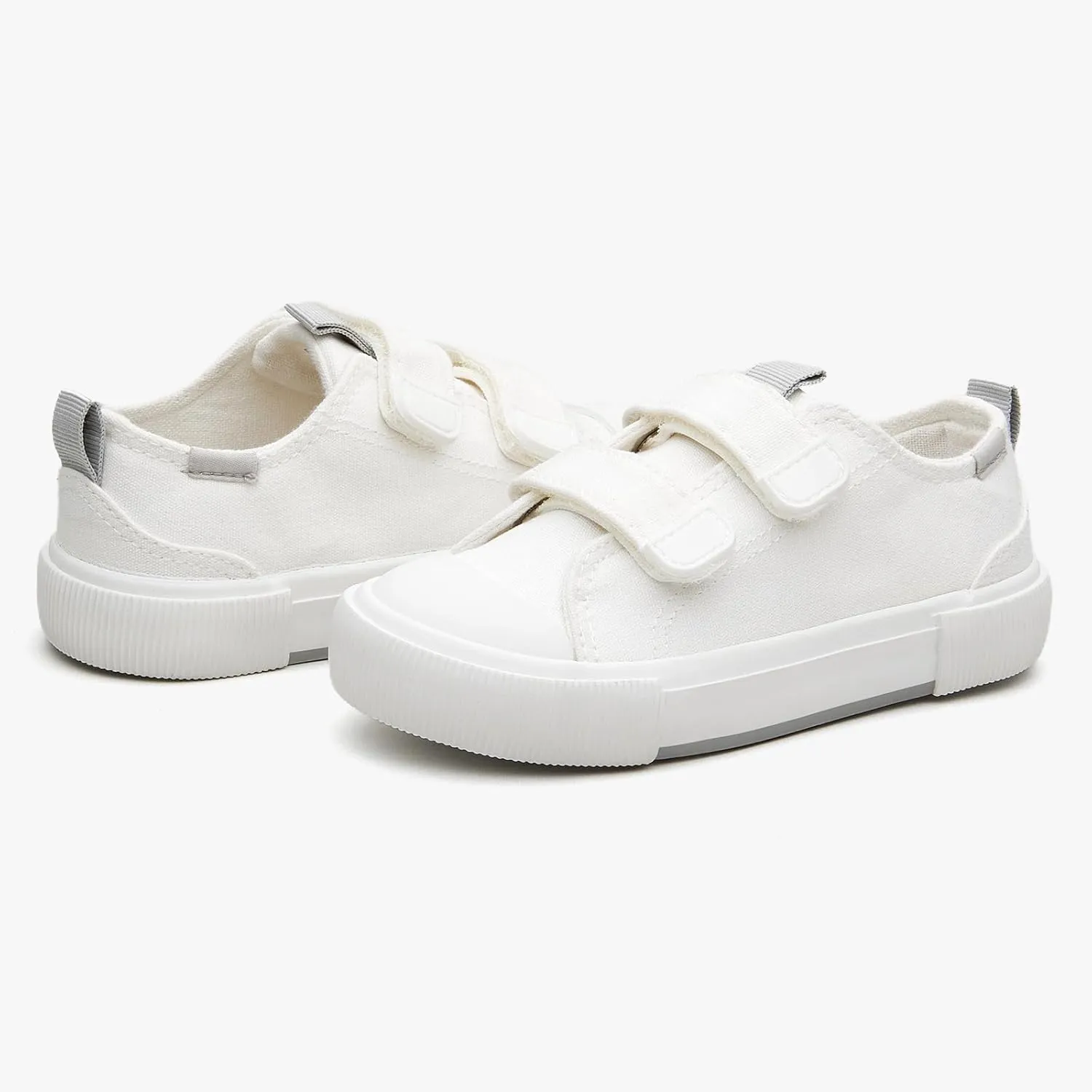 Kids Low Top Canvas Sneaker with Adjustable Hook and Loop Straps