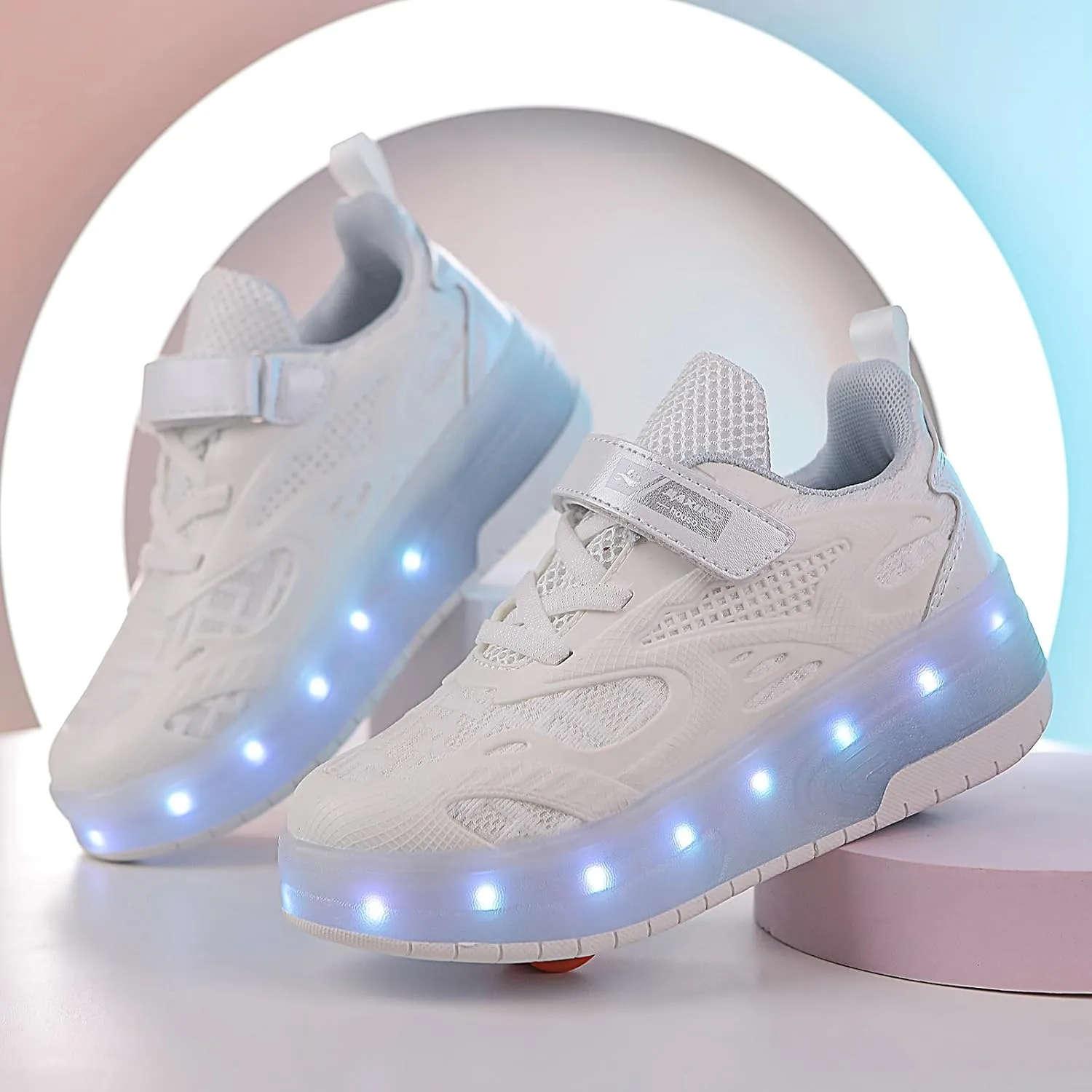 Kids Roller Shoes - Upgraded 2 Wheels 16 LED Colorful Model Rechargeable Fashions Boys Girls Sneaker Retractable Skateboarding Shoes for Beginner Balanced Party Birthday Christmas Best Gift