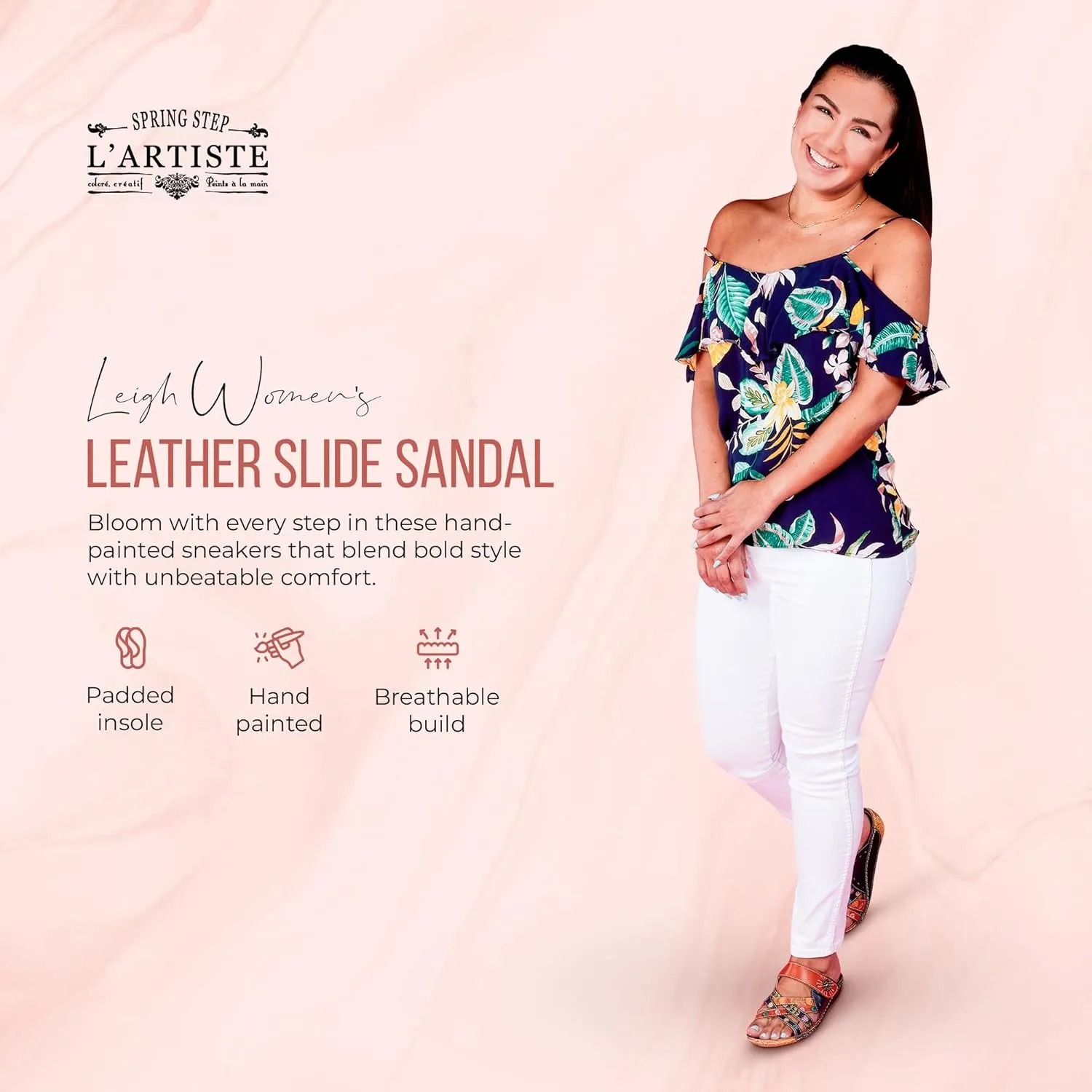 L'Artiste by Spring Step Women's Style Leigh Leather Slide Sandal