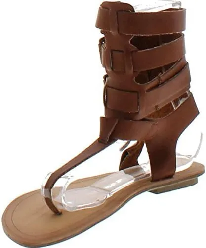 Liliana Avis-3 Women Leatherette Strappy T-Strap Gladiator Thong Sandal
