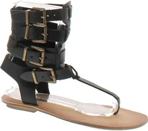 Liliana Avis-3 Women Leatherette Strappy T-Strap Gladiator Thong Sandal