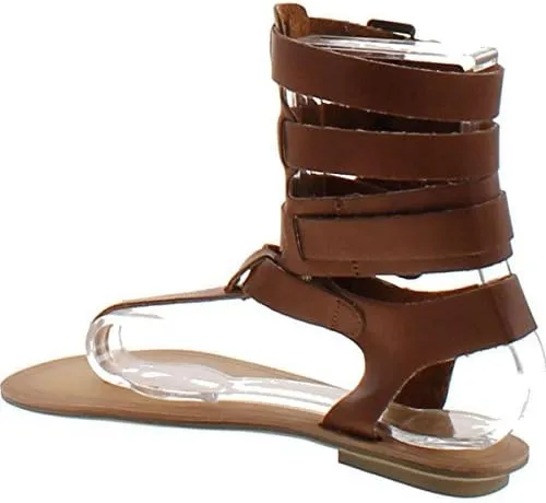 Liliana Avis-3 Women Leatherette Strappy T-Strap Gladiator Thong Sandal