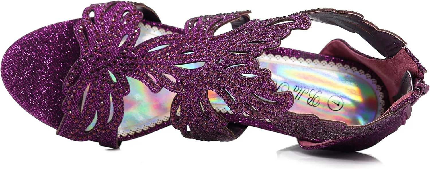 Lime03N Womens Open Toe Mid Heel Wedding Rhinestone Gladiator Sandal Wedge Shoes
