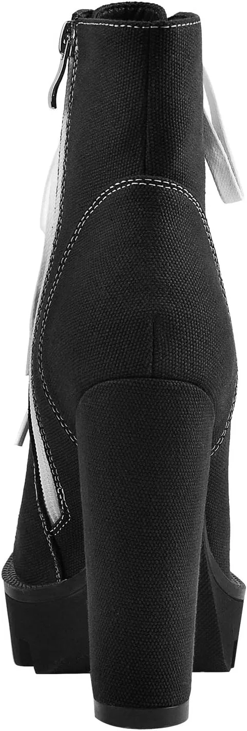 LISHAN Women's Platform Canvas High Heels