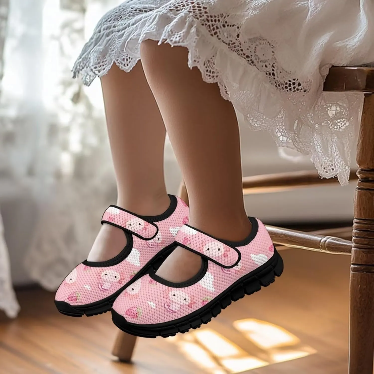 Little Girls Cute Uniform Shoes,Mary Jane Flats Shoes for Back School,Comfort Barefoot Shoes,Black Sole Size 11 to 15