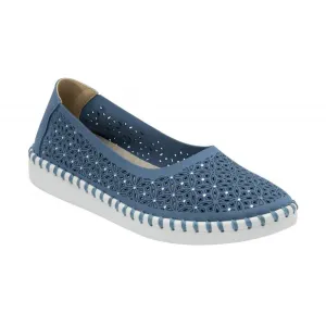 Lotus Womens Ewelina Slip On Shoes Floral Ladies Pumps ULS468 Blue