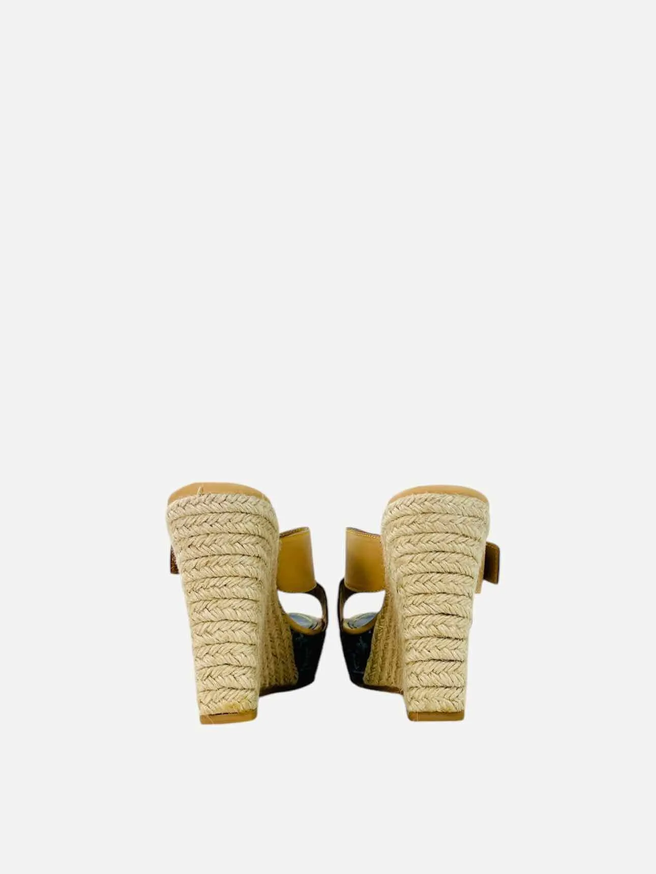LOUIS VUITTON Espadrille Beige & Blue Wedges 38.5