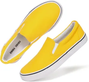 Low-Top Slip Ons Women's Fashion Sneakers Casual Canvas Sneakers for Women Comfortable Flats Breathable Padded Insole Slip on Sneakers Women Low Slip on Shoes