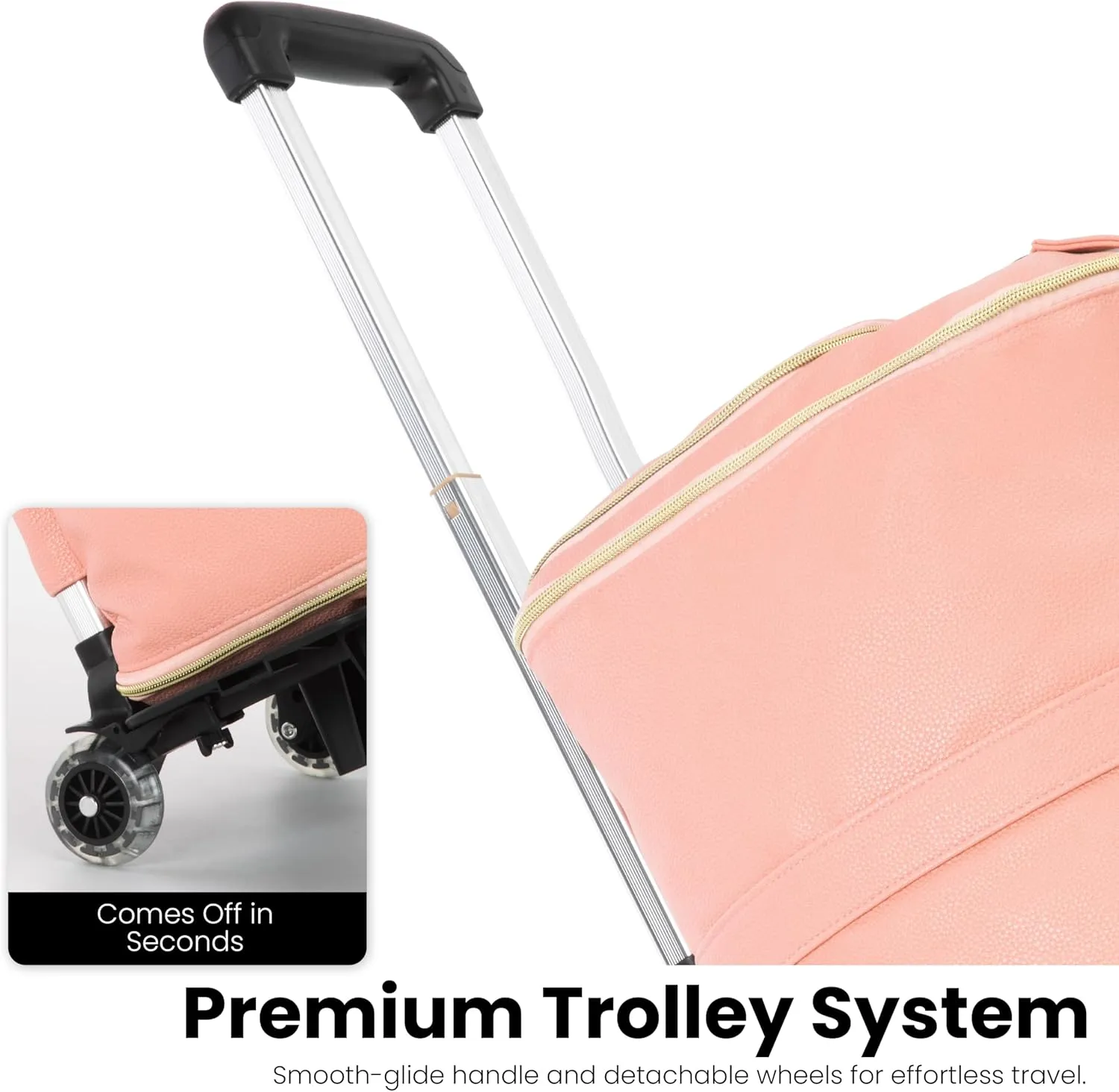LUHXE Travel Convertible Carry On Garment Roller Bag with Shoe Pouch & Detachable Shoulder Strap - Rose